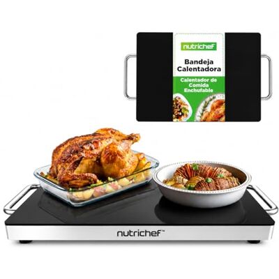 NutriChef Plancha electrica, Hot Plate, Calienta Platos, Superficie de Vidrio Negro, Ideal para hogar, Buffets, Fiestas, Cocinas y restaurantes NutriChef Plancha electrica, Hot Plate, Calienta Platos, Superficie de Vidrio Negro, Ideal para hogar, Buffets, Fiestas, Cocinas y restaurantes