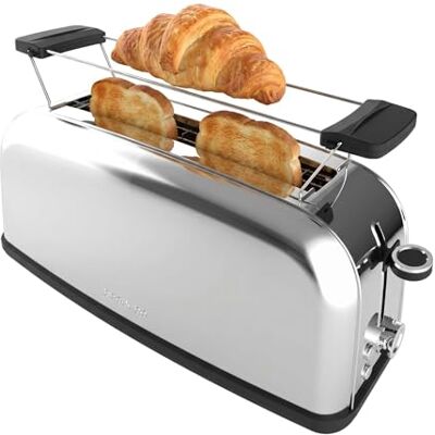 Cecotec Tostadora Pan Ranura Ancha y Larga con Varillas Superiores Toastin' Time 1100 Inox Long Plus. 1100W, 2 Tostadas, Ranura 3,8cm, 7 Niveles de Tostado, Apagado y Pop-Up Automático, Acero Cecotec Tostadora Pan Ranura Ancha y Larga con Varillas Superiores Toastin' Time 1100 Inox Long Plus. 1100W, 2 Tostadas, Ranura 3,8cm, 7 Niveles de Tostado, Apagado y Pop-Up Automático, Acero