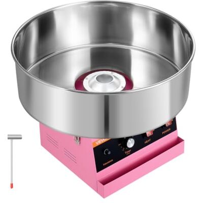 VEVOR Máquina de Algodón de Azúcar Eléctrica Comercial de 1000 W, Rosa Para Hogar, Carnaval, Cumpleaños, Fiestas, Recipiente de Acero Inoxidable de 52 cm, con Bandeja de Almacenamiento y Cuchara VEVOR Máquina de Algodón de Azúcar Eléctrica Comercial de 1000 W, Rosa Para Hogar, Carnaval, Cumpleaños, Fiestas, Recipiente de Acero Inoxidable de 52 cm, con Bandeja de Almacenamiento y Cuchara