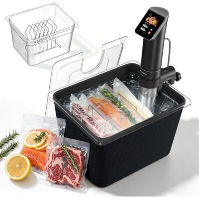 KitchenBoss Contenedor Sous Vide 11L con Tapa y Rejilla de Acero Inoxidable Set Completo con Funda Aislante, Compatible con la Mayoría de los Roners, Cocción Larga y Uniforme KitchenBoss Contenedor Sous Vide 11L con Tapa y Rejilla de Acero Inoxidable Set Completo con Funda Aislante, Compatible con la Mayoría de los Roners, Cocción Larga y Uniforme