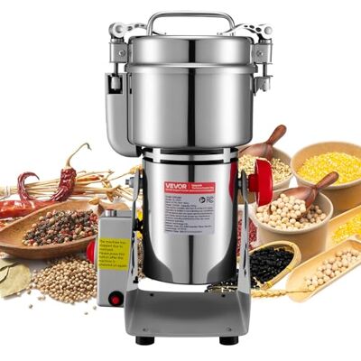VEVOR Molinillo Eléctrico de Especias 2100 W, Molinillo de Cereales de Alta Velocidad 28.000 rpm, con Cuchillas Triples de Acero Inoxidable para Granos Secos, Especias, Cereales, Maíz, Pimienta VEVOR Molinillo Eléctrico de Especias 2100 W, Molinillo de Cereales de Alta Velocidad 28.000 rpm, con Cuchillas Triples de Acero Inoxidable para Granos Secos, Especias, Cereales, Maíz, Pimienta