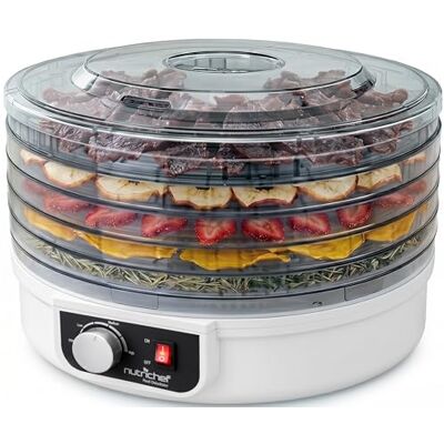 NutriChef Secador de alimentos con 5 estantes para carne, setas, frutas y verduras con circulación de aire caliente, fácil de limpiar, secador doméstico compacto NutriChef Secador de alimentos con 5 estantes para carne, setas, frutas y verduras con circulación de aire caliente, fácil de limpiar, secador doméstico compacto