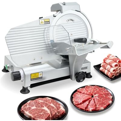 VEVOR Cortafiambres Eléctrico Comercial 320 W, Cortadora de Fiambre con Cuchilla Afilada de 250 mm, Velocidad de Corte de 450 RPM, Grosor Ajustable de 0 a 10 mm, para Carne Congelada, Jamón, Baguette VEVOR Cortafiambres Eléctrico Comercial 320 W, Cortadora de Fiambre con Cuchilla Afilada de 250 mm, Velocidad de Corte de 450 RPM, Grosor Ajustable de 0 a 10 mm, para Carne Congelada, Jamón, Baguette