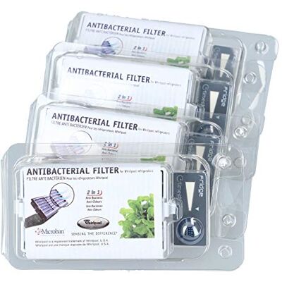 Whirlpool Microban Filtro de aire antibacteriano para frigorífico Aire sano Paquete de 4 Whirlpool Microban Filtro de aire antibacteriano para frigorífico Aire sano Paquete de 4
