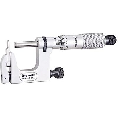 Starrett Mul-T-Anvil Micrometer, Ratchet Stop, Lock Nut, Carbide Faces, 0-25 mm Rango, 0.01 mm Graduación Starrett Mul-T-Anvil Micrometer, Ratchet Stop, Lock Nut, Carbide Faces, 0-25 mm Rango, 0.01 mm Graduación