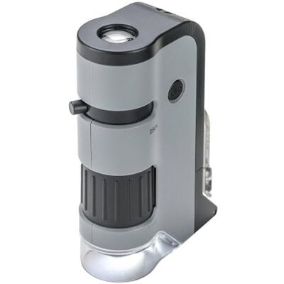 Carson MicroFlip 100x-250x Microscopio de Bolsillo con luz LED y UV, Base Deslizante abatible y Clip de digitalización para Smartphone () Carson MicroFlip 100x-250x Microscopio de Bolsillo con luz LED y UV, Base Deslizante abatible y Clip de digitalización para Smartphone ()