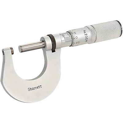 Starrett fuera micrómetro, fricción Dedal, contratuerca, carburo caras, rango de 0 – 25 mm, 0,001 mm graduación, -0.002 mm precisión Starrett fuera micrómetro, fricción Dedal, contratuerca, carburo caras, rango de 0 – 25 mm, 0,001 mm graduación, -0.002 mm precisión