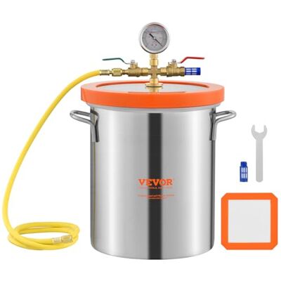 VEVOR Cámara de Vacío 5 Gal 19 L Bomba de Vacío Tapa de Vidrio Templado Cámara de Desgasificación de Acero Inoxidable 304 Contenedor de Vacío para Estabilización de Madera Resina de Silicona VEVOR Cámara de Vacío 5 Gal 19 L Bomba de Vacío Tapa de Vidrio Templado Cámara de Desgasificación de Acero Inoxidable 304 Contenedor de Vacío para Estabilización de Madera Resina de Silicona