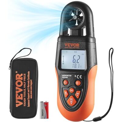 VEVOR Anemómetro Portátil para Medir Velocidad del Viento Temperatura del Viento -10~60°C Sensación Térmica del Viento Anemómetro Digital con Pantalla LED para Navegar, Surfear, Volar con Drones, HVAC VEVOR Anemómetro Portátil para Medir Velocidad del Viento Temperatura del Viento -10~60°C Sensación Térmica del Viento Anemómetro Digital con Pantalla LED para Navegar, Surfear, Volar con Drones, HVAC