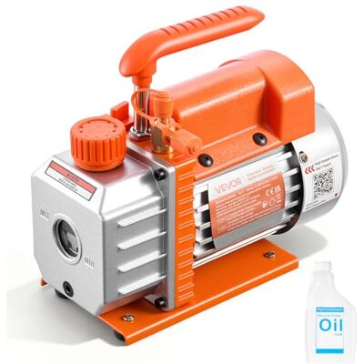 VEVOR Bomba de Vacío de 3,5 CFM 99 L/min, Bomba de Vacío Rotativa de Paletas de 1 Etapa, Compatible con R134a, R22, R410a, para Mantenimiento de Aire Acondicionado Automotriz, Aceite Incluido VEVOR Bomba de Vacío de 3,5 CFM 99 L/min, Bomba de Vacío Rotativa de Paletas de 1 Etapa, Compatible con R134a, R22, R410a, para Mantenimiento de Aire Acondicionado Automotriz, Aceite Incluido