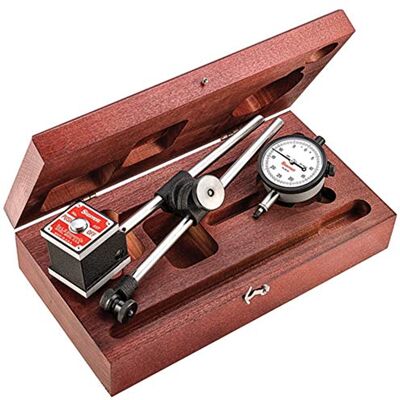 Starrett - Set de base magnética, montaje en posición vertical 25-131JDial Indicador y estuche Starrett - Set de base magnética, montaje en posición vertical 25-131JDial Indicador y estuche