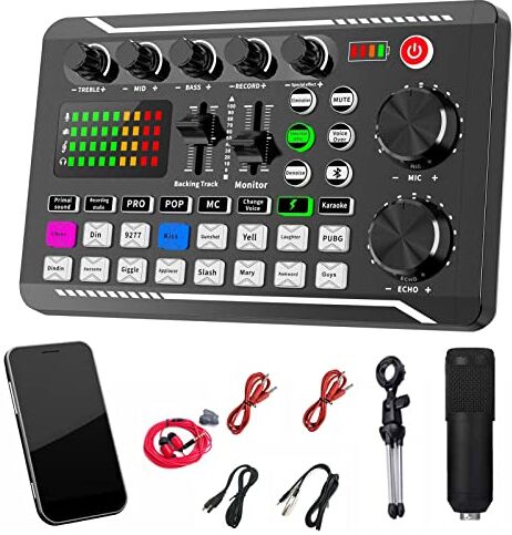 a-r 2 unidades de equipo de podcast para principiantes,Versión inglesa Profesional LiveSound Mixer   para streaming//podcasting/grabación/canting/PC/ordenador