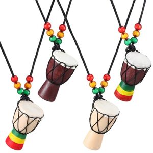 EXCEART 4 Piezas Collar De Instrumentos Musicales Colgante Con Dije De Djembe De Para Hacer Joyas Encantos Para Joyería De Bricolaje Collar Etnico Mini Pulsera Madera Viajar