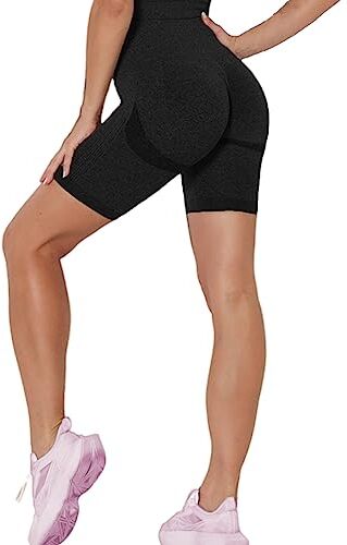 Merlvida Cintura Alta Leggins Cortos Mujer Push Up Pantalones Cortos Deporte sin Costuras Gym Shorts Elásticos Mallas Cortas Opacos Ropa Verano Leggings Deportivos para Yoga Fitness Running