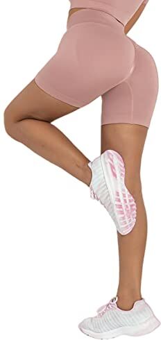 Merlvida Cintura Alta Leggins Cortos Mujer Push Up Pantalones Cortos Deporte sin Costuras Gym Shorts Elásticos Mallas Cortas Opacos Ropa Verano Leggings Deportivos para Yoga Fitness Running