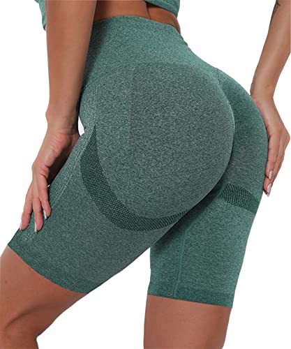 Merlvida Cintura Alta Leggins Cortos Mujer Push Up Pantalones Cortos Deporte sin Costuras Gym Shorts Elásticos Mallas Cortas Opacos Ropa Verano Leggings Deportivos para Yoga Fitness Running