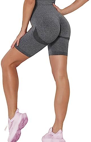 Merlvida Cintura Alta Leggins Cortos Mujer Push Up Pantalones Cortos Deporte sin Costuras Gym Shorts Elásticos Mallas Cortas Opacos Ropa Verano Leggings Deportivos para Yoga Fitness Running