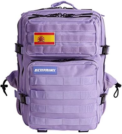 ELITRAINX Mochila 25L Tactica Militar Bandera España Impermeable para Deporte, Gimnasio, Aire Libre Oxford 600D by ELITEX TRAINING (Lavanda)