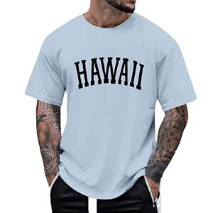 Mymyguoe Camiseta de gran tamaño para hombre, manga corta, cuello redondo, blusa hawaiana, para hombre, verano, playa, camisas, manga corta, topsen para hombre, verano, azul, M
