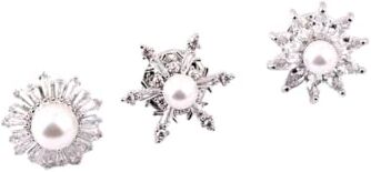 JINZIJINYU Broche Clásico De Diamantes De Imitación Broche De Perlas De 3 Uds Hebilla Antiexposición De Copo De Nieve Gemelos De Flores Mini Pin De Estrella Joyería Accesorios De Ropa