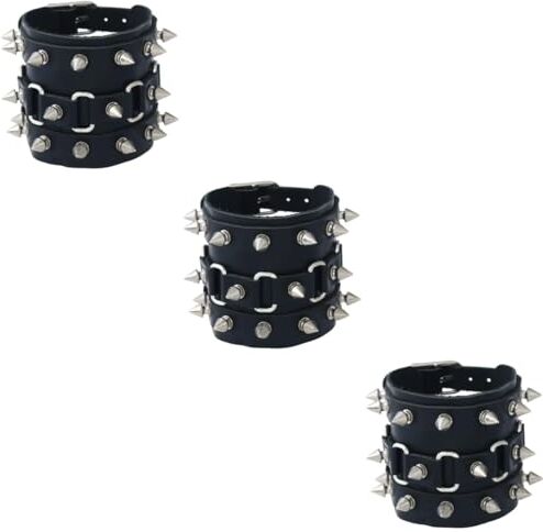 SHERCHPRY 3 Piezas Pulsera De Muñeca Con Púas Pulsera De Punk Rock Ropa Grunge Joyas Punk Pulsera Gótica Punk Joyería Gótica Ropa Emos Pulsera Con Tachuelas Remache Cuero Accesorios Hombre