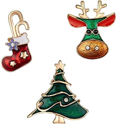 ACRUZ Broche para mujer, 3 broches para mujer, juego de broche de Navidad, árbol de Navidad, lindos accesorios de ropa, joyería para adolescentes y niñas, decoración de fiesta