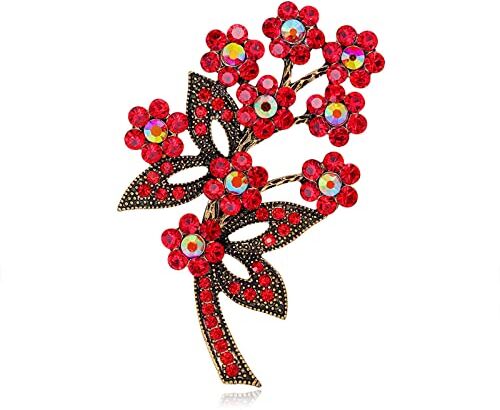 CrEev Broches Broche Broche De Mujer Broche Artesanal Broche Novedad Bufanda Hebilla Moda Retro Estilo Étnico Broche De Ciruela Roja Broches Decoración De Moda