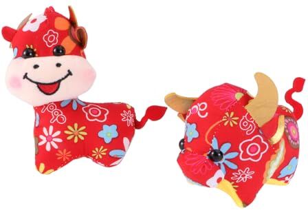 NOLITOY 2 Piezas Colgante creativo Año del Buey muñeco de peluche de vaca año de la muñeca del buey juguete regalo del festival de primavera vaca mascota bebé Decorar muñeca vaca paño