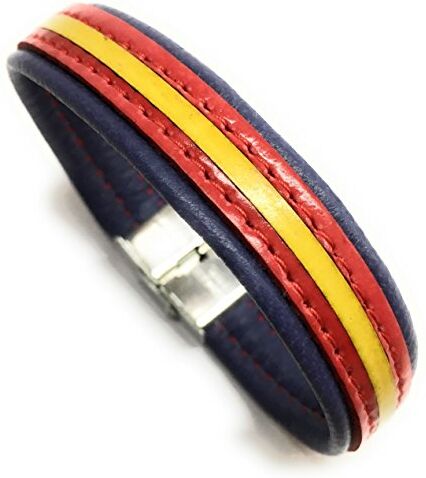 YOJAN PIEL   Pulsera De Cuero Bandera De España (Fabricada Artesanalmente)   Complementos de Moda Unisex para Hombres y Mujeres de Estilo Atemporal y Elegante   Regalos Originales y Exclusivos