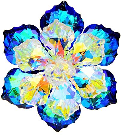 Kingke Ankexin Broches para mujer, broche de flor de cristal brillante, hecho a mano, pin de solapa, insignia de ropa, accesorios de fiesta, regalo de joyería para mujeres y niñas, Size reference picture,