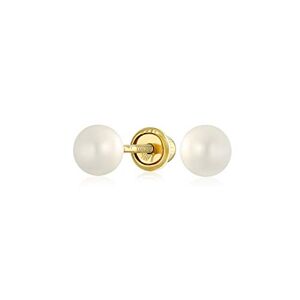 Bling Jewelry Tradicional Tiny Minimalista Cz Accent Real 14K Oro Blanco Freshwater Cultured Pearl Stud Earrings For Women Teen Secure Screw Back June Piedra De Nacimiento