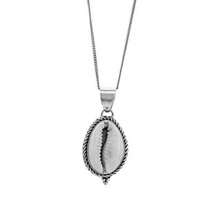 81stgeneration Collar Colgante de Mujer en Plata de Ley .925 Concha de Cauri Cuerda Bali Boho, 45 cm