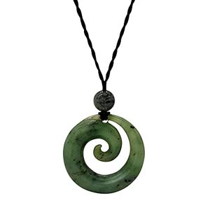 81stgeneration Collar Colgante Unisexo Jade de Nefrita Piedra Verde Maori Tribal Koru Espiral