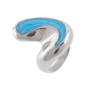 Ruilogod Anillo de dedo de plástico de acero inoxidable para hombre tono plateado azul US 9 (id:93 f72 c0 f86 ebb