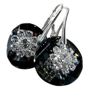 ARANDE Pendientes de cristal con diseño de flor de noche - Plata 925 - Sparkle & Charm, certificado
