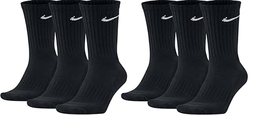 Nike Everyday Cushion Crew calcetines de deporte para hombre (6 pares), blanco y negro, 34-38