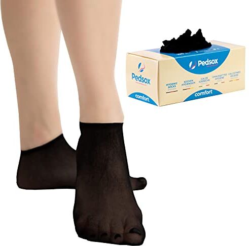 Pedsox, 100pcs Calcetines Higiénicos Desechables para Prueba de Calzado, Línea Comfort, Unisex, Talla Única, Negro