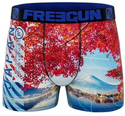 FREEGUN Boxer Hombre de Microfibra Reciclado Tema Paisaje, Japón Monte Fuji A31, XL