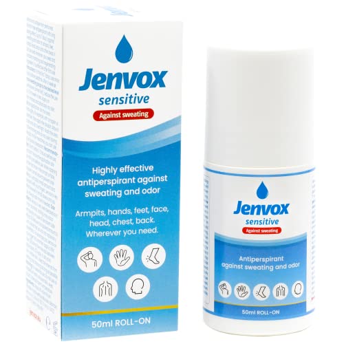Jenvox Antitranspirante clásico sensible de 50 ml de fuerza máxima para sudoración y olor, dura hasta 7 días, roll-on, sin perfume, desodorante altamente eficaz