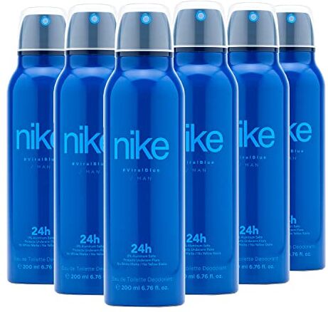 Nike - Viral Blue, Desodorante Hombre Spray, Pack de 6 x 200 ml, Desodorante Antimanchas para Todo Tipo de Piel, 0% Sales de Aluminio, de Larga Duración, Fragancia Cítrica