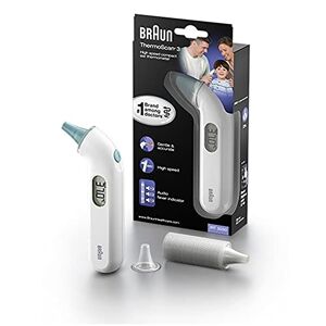 Braun ThermoScan 3 Ear thermometer (professional accuracy, audio fever indicator reliable, temperature screening, fever, fast, easy to use, hygienic, baby, adults) IRT3030