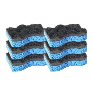 sky-w Esponja para fregar  multiusos, Negro con azul, Pack de 6