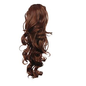 Prettyland - DH254 pelo largo Extensión de cabello, Peluca Cola de Caballo ondulada con clips- R06 rojo caoba