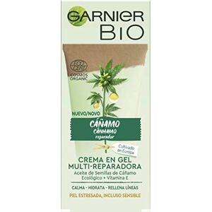 Garnier Bio Pack Ritual Multi-Reparador con Aceite Esencial de Semilla de Cannabis Sativa Ecológico y Vitamina E para la Piel Estresada, Crema en Gel de Día 50ml y Sérum de Noche 30ml