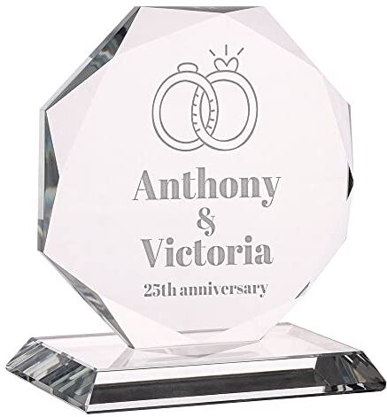 Wanapix Trofeo Personalizado con Nombre y Texto   Cristal Grabado   Premio Personalizado   Octogonal 10 cm   Incluye Estuche para Guardar   Boda