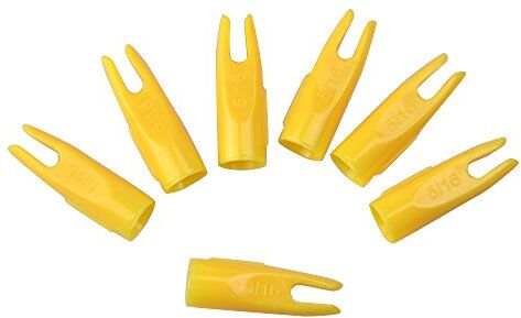 SHJG factory ZSHJG 50 Pcs Tiro al Arco Flecha Nocks El plastico 5/16" Caza Plastinock Flecha Nocks Eje Accesorios Finales (Amarillo)