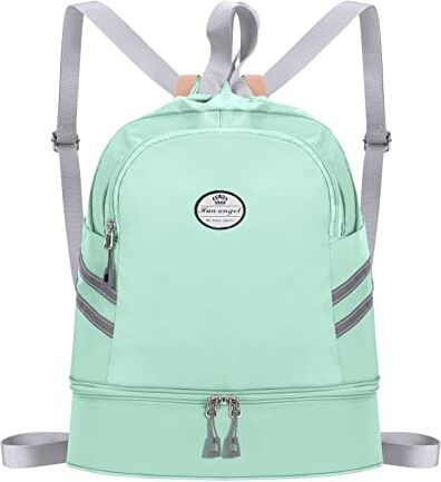 HUA ANGEL Impermeable Mochila con Cordón Grande Deporte Bolsa de Gimnasio con Cordón Mochila de Cuerdas con Compartimento para Zapatos Unisex para Vida Cotidiana Al Aire Libre Yoga Playa Natación