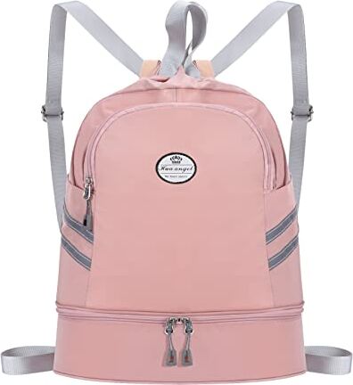 HUA ANGEL Impermeable Mochila con Cordón Grande Deporte Bolsa de Gimnasio con Cordón Mochila de Cuerdas con Compartimento para Zapatos Unisex para Vida Cotidiana Al Aire Libre Yoga Playa Natación