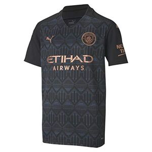 Puma Manchester City Temporada 2020/21-AWAY Shirt Replica SS Jr with Spon Camiseta Segunda Equipación, Unisex niños, Black/Dark Denim, 128