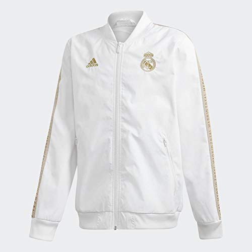 Adidas Real Madrid Anthem Jacket Teens Chaqueta, Niños, Blanco (White/Dark Football Gold), 7-8Y